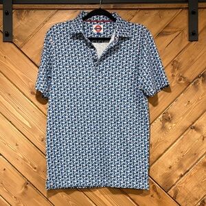 Jermyn & Bond Blue Patterned Men's Shirt Polo Small